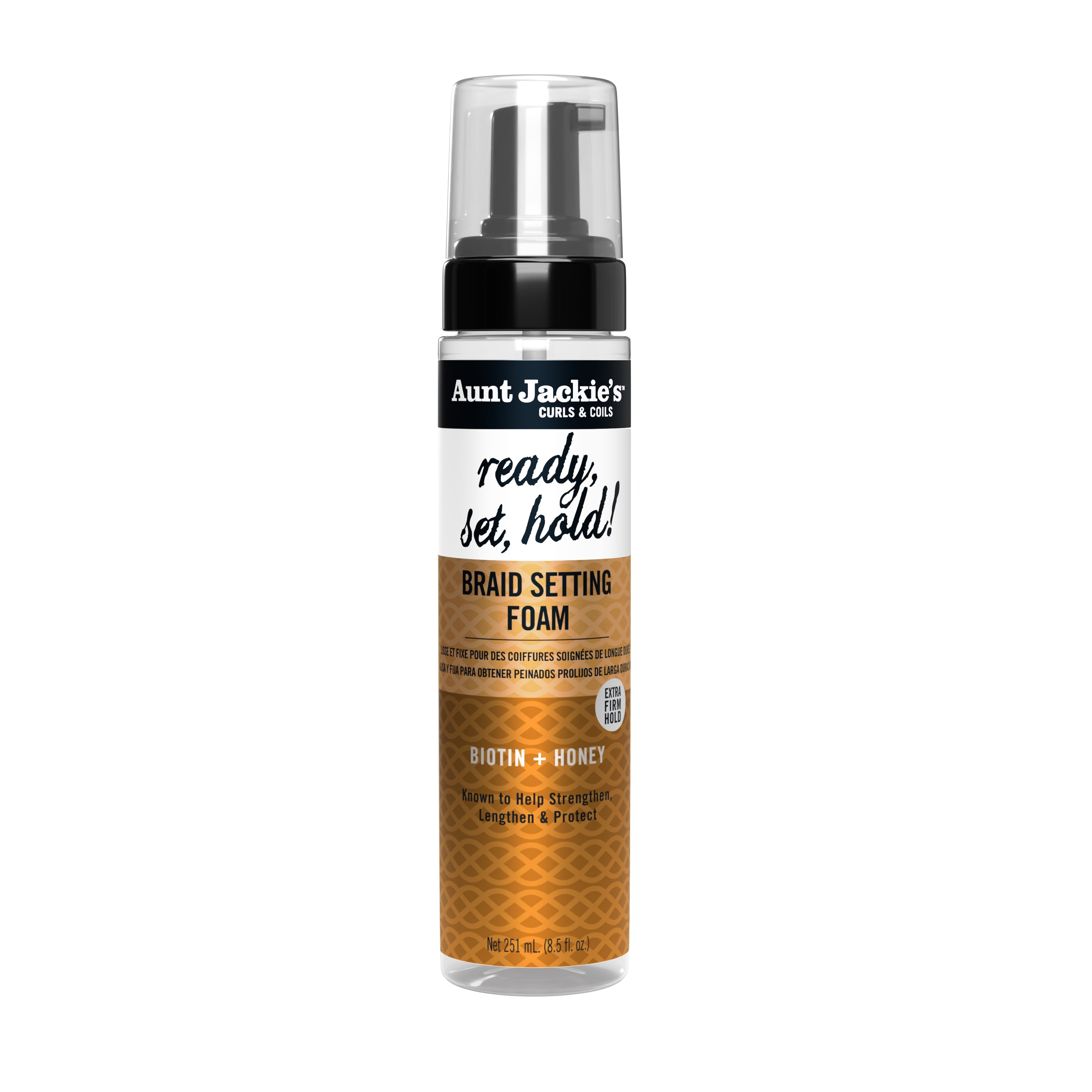 Aunt Jackie’s Braid & Twist Collection Ready  Set  Hold Braid Setting Foam  8.5 fl oz .  All Hair Types  Frizz Control  Unisex